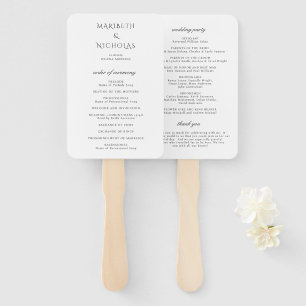 Modern zwart-wit chic huwelijksprogramma handwaaier