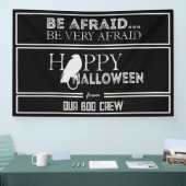 Modern zwart-wit chique glam halloween feest spandoek (Beurs)