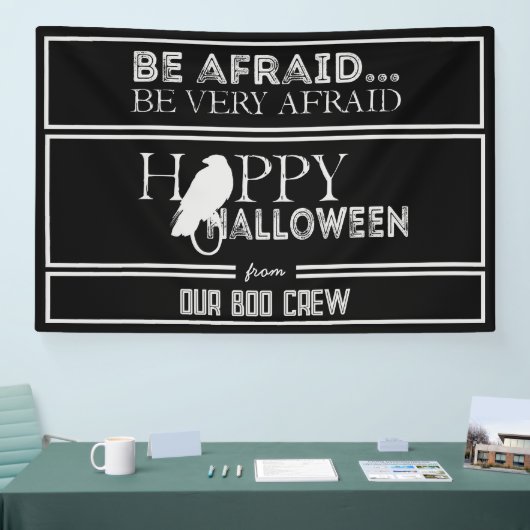 Modern zwart-wit chique glam halloween feest spandoek (Beurs)