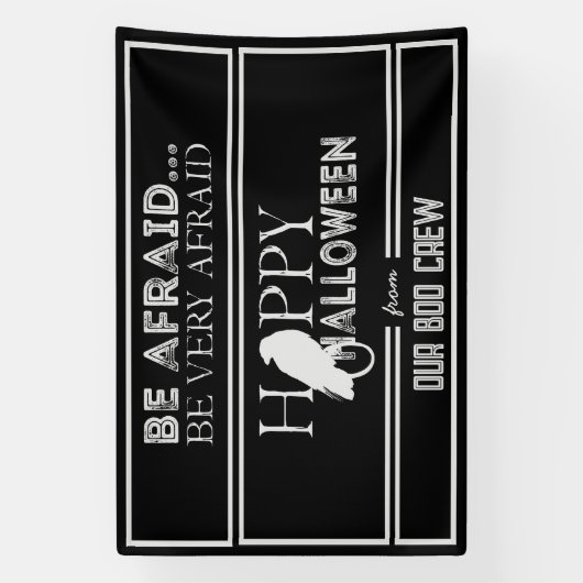 Modern zwart-wit chique glam halloween feest spandoek (Verticaal)