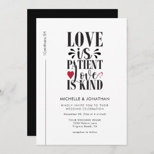 Modern Zwart Wit Christelijk Bijbel Verse Bruiloft Kaart