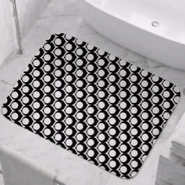 Modern zwart-wit cirkelroosterpatroon badmat