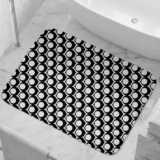 Modern zwart-wit cirkelroosterpatroon badmat