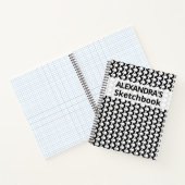 Modern zwart-wit cirkelroosterpatroon notitieboek (Binnen)