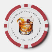 Modern Zwart Wit Cocktail Drink Voucher Bruiloft Poker Chips (Voorkant)