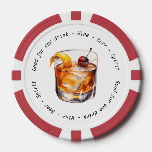 Modern Zwart Wit Cocktail Drink Voucher Bruiloft Poker Chips (Voorkant)