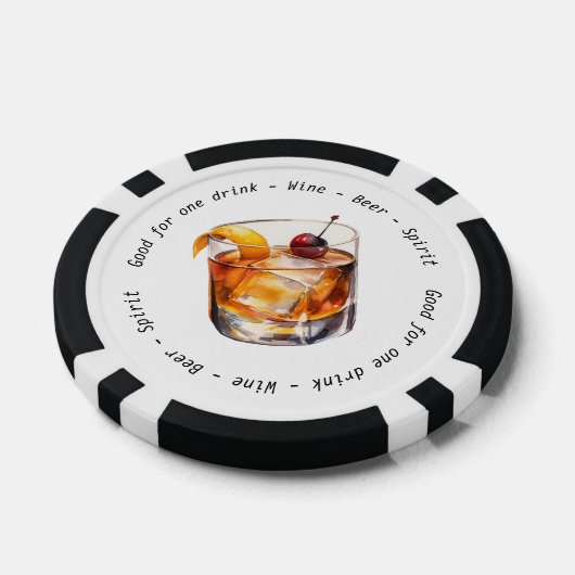 Modern Zwart Wit Cocktail Drink Voucher Bruiloft Poker Chips (Enkel)