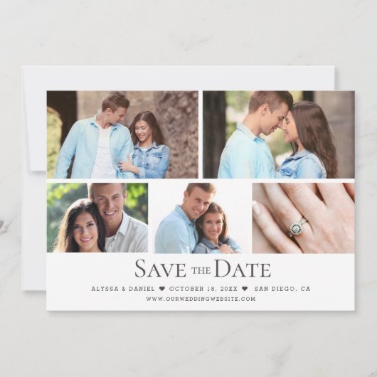 Modern Zwart Wit Collage Multi foto bruiloft Kaart (Voorkant)