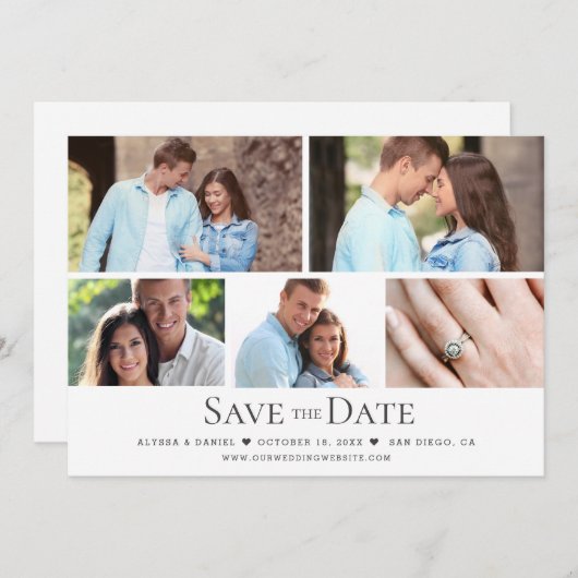 Modern Zwart Wit Collage Multi foto bruiloft Kaart (Voorkant / Achterkant)