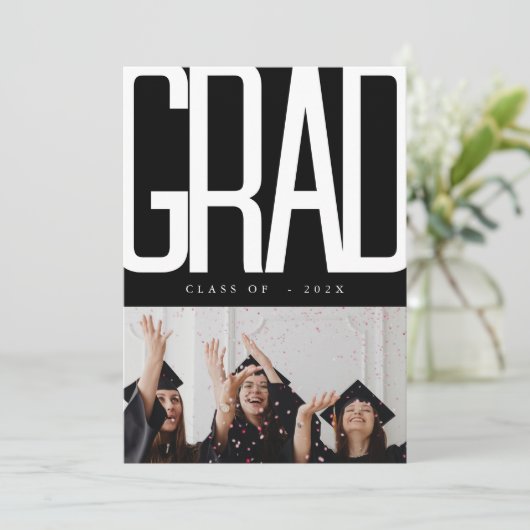 Modern zwart-wit collage vet Afstuderen Kaart (Staand voorkant)