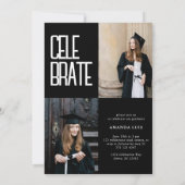 Modern zwart-wit collage vet Afstuderen Kaart (Achterkant)