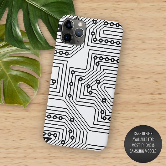 Modern zwart-wit computercircuitpatroon Case-Mate iPhone case