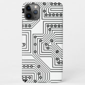 Modern zwart-wit computercircuitpatroon iPhone hoesje (Achterkant)