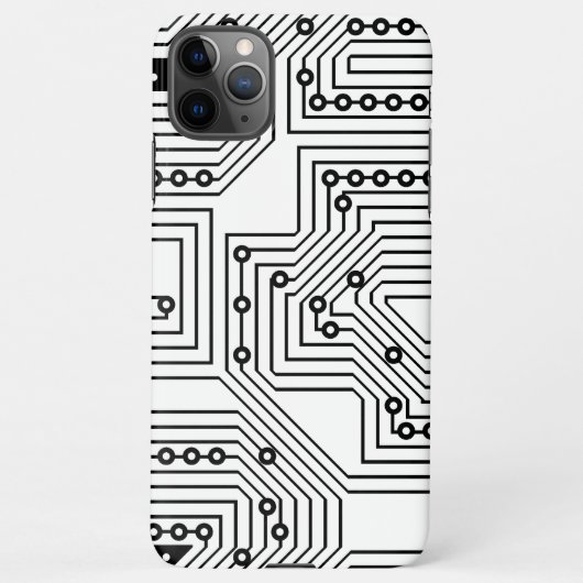 Modern zwart-wit computercircuitpatroon iPhone hoesje (Achterkant)