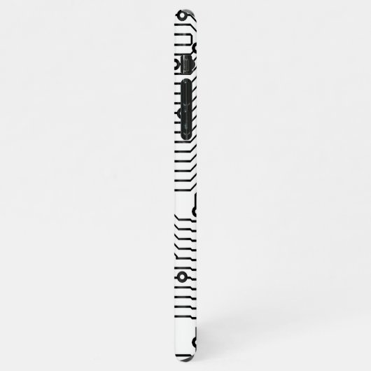 Modern zwart-wit computercircuitpatroon iPhone hoesje (Linkerkant)