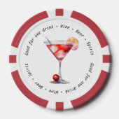 Modern Zwart Wit Cosmo Drink Voucher Bruiloft Poker Chips (Voorkant)