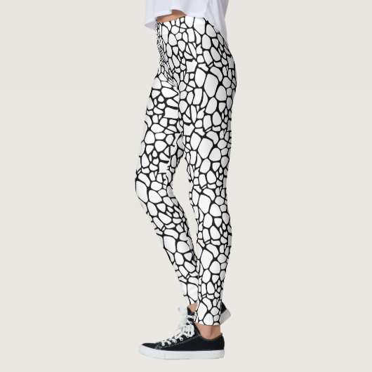 Modern Zwart & Wit Crackle Pebble Design Leggings (Links)