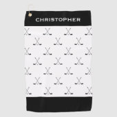 Modern Zwart Wit Cross Golf Clubs Patroon Golfhanddoek (Voorkant)