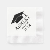 Modern Zwart-wit Custom 2025 Afstuderen Naam Servetten (Voorkant)