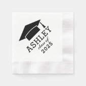 Modern Zwart-wit Custom 2025 Afstuderen Naam Servetten (Voorkant)