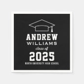 Modern Zwart Wit Custom 2025 Graduation Party Servetten (Voorkant)