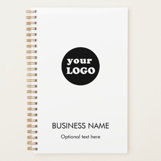 Modern Zwart Wit Custom Business Logo Planner (Voorkant)