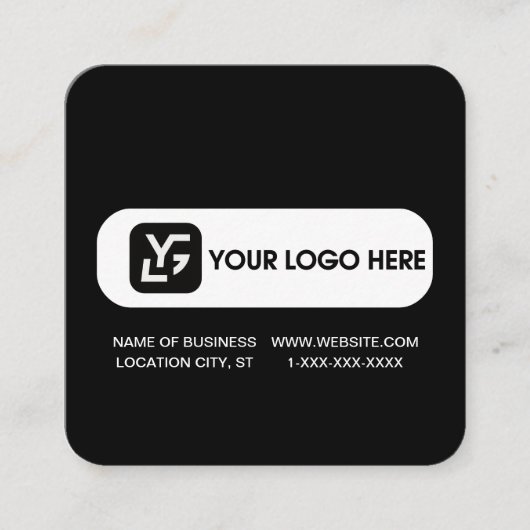 Modern Zwart-wit Custom Logo Vierkante Visitekaartje (Voorkant)