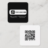 Modern Zwart-wit Custom Logo Vierkante Visitekaartje (Voorkant / Achterkant)