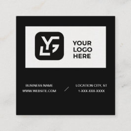 Modern Zwart-wit Custom Logo Vierkante Visitekaartje