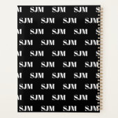Modern zwart-wit custom monogram patroon planner (Achterkant)
