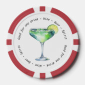 Modern Zwart Wit Daiquiri Drink Voucher Bruiloft Poker Chips (Voorkant)