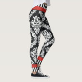 Modern zwart-wit damast patroon rood leggings (Rechts)