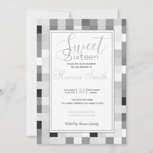 Modern zwart wit dambord kaart (Voorkant)