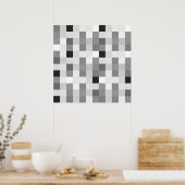 Modern zwart wit dambord poster (Keuken)