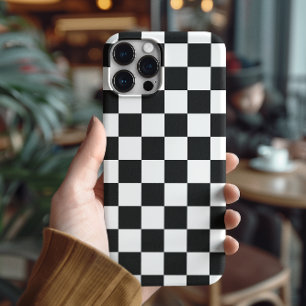 Modern zwart-wit dambordpatroon iPhone 16 Hoesje