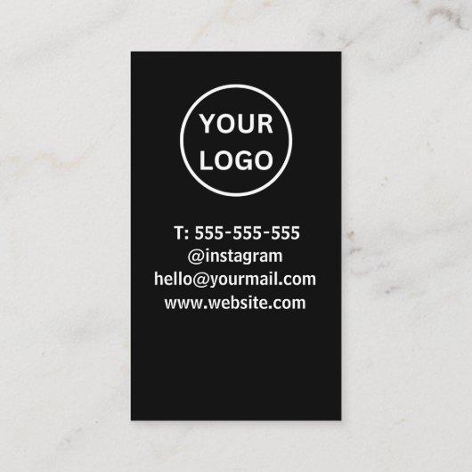 Modern Zwart Wit Dank u Business logo Kortingskaartje (Achterkant)