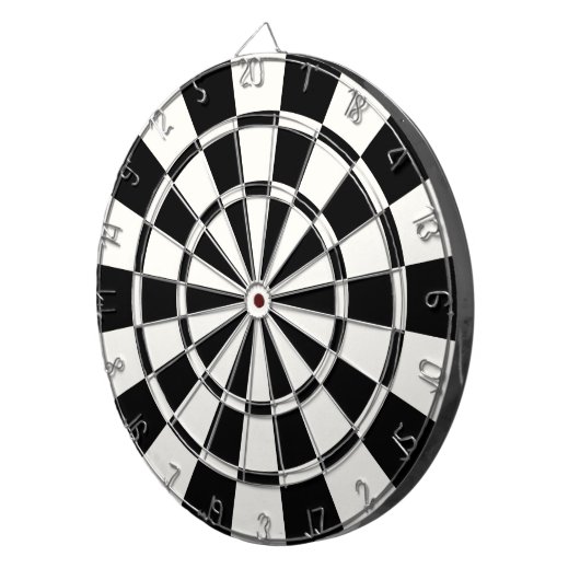 Modern zwart-wit dartbord (Voorkant Rechts)