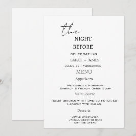 Modern zwart-wit de nacht voor bruiloft menu