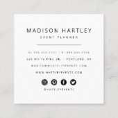 Modern zwart-wit decoratief vierkant Lijst Vierkante Visitekaartje (Achterkant)