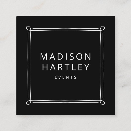 Modern zwart-wit decoratief vierkant Lijst Vierkante Visitekaartje (Voorkant)