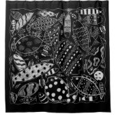 Modern zwart-wit decoratief vissenpatroon douchegordijn (Voorkant)