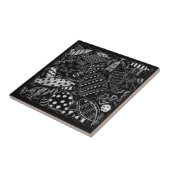 Modern zwart-wit decoratieve vispatroon  tegeltje (Zijkant)
