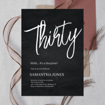 Modern Zwart-wit Dertig 30ste Verjaardagsfeest