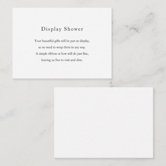 Modern Zwart Wit Display Douche Kaart (Voorkant / Achterkant)