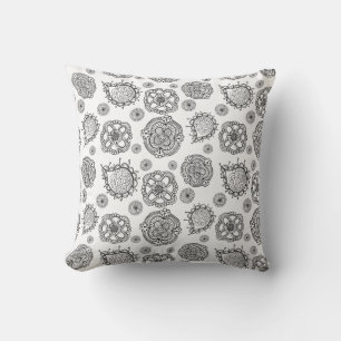 Modern zwart-wit Doodle Floral Patroon Kussen