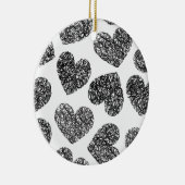 Modern zwart-wit Doodle Hearts Pattern Keramisch Ornament (Rechts)