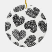 Modern zwart-wit Doodle Hearts Pattern Keramisch Ornament (Voorkant)