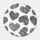 Modern zwart-wit Doodle Hearts Pattern Magneet (Voorkant)