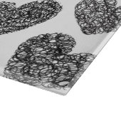 Modern zwart-wit Doodle Hearts Pattern Snijplank (Hoek)