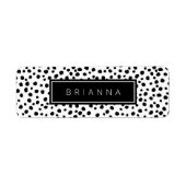 Modern Zwart-wit Dot Achtergrond Naam Sticker (Voorkant)